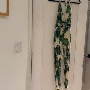 Vici Green Leaf Print Jumpsuit